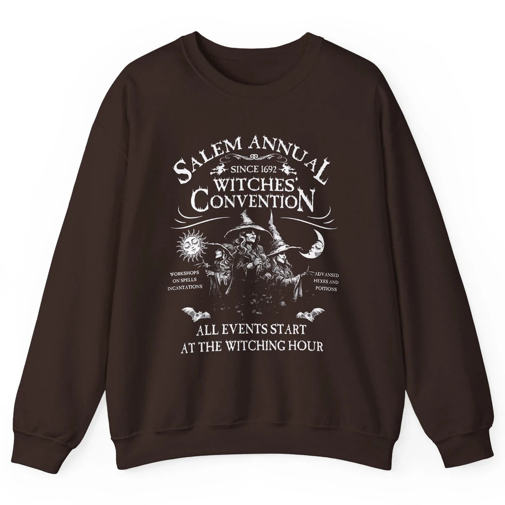 Retro Salem Annual Witches Convention Halloween Witch Magic Unisex Crewneck Sweatshirt