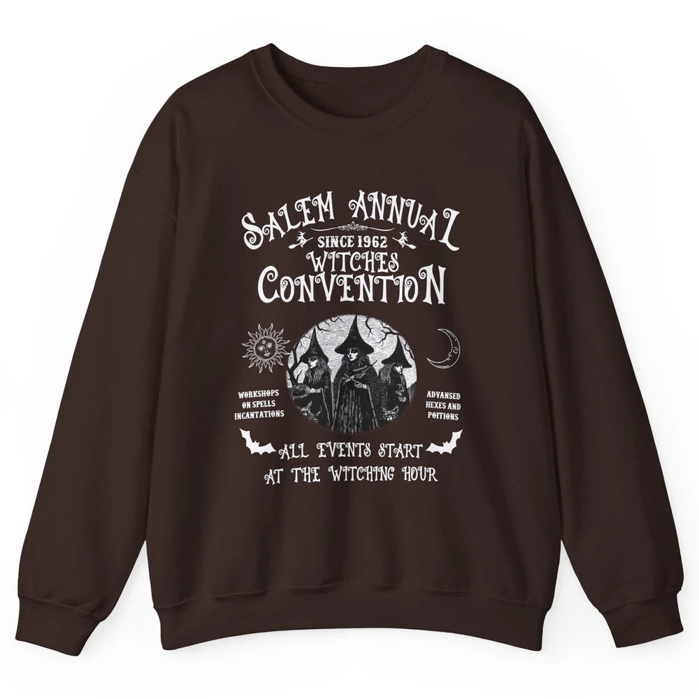 Retro Salem Annual Witches Convention Halloween Witch Magic Unisex Crewneck Sweatshirt