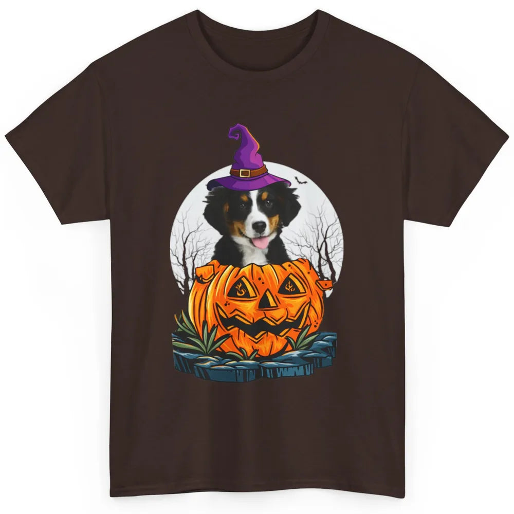 Bernese Mountain Dog Witch Pumpkin Halloween Spooky Season Classic Unisex T-Shirt