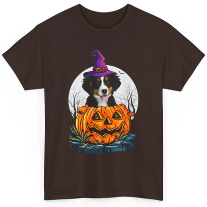 Bernese Mountain Dog Witch Pumpkin Halloween Spooky Season Classic Unisex T-Shirt