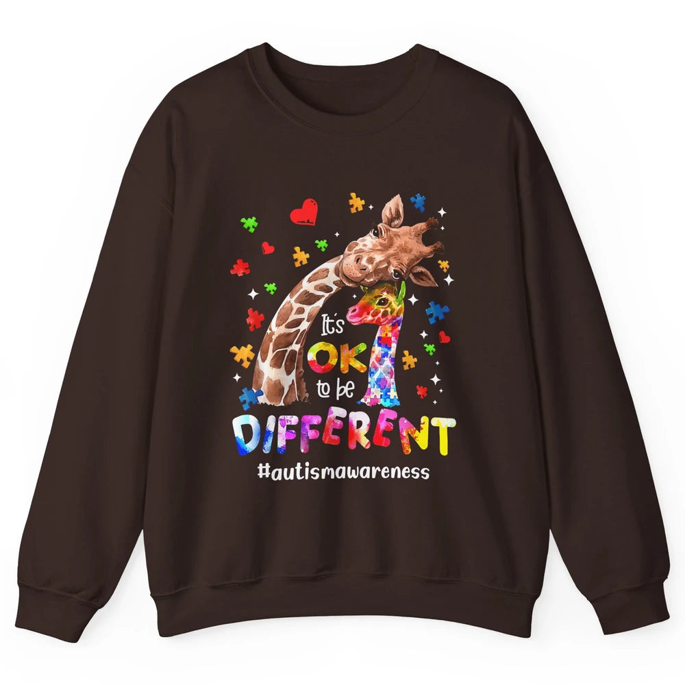 Autism Giraffe Mom It's Okay To Be Different Neurodiversity Unisex Crewneck Sweatshirt