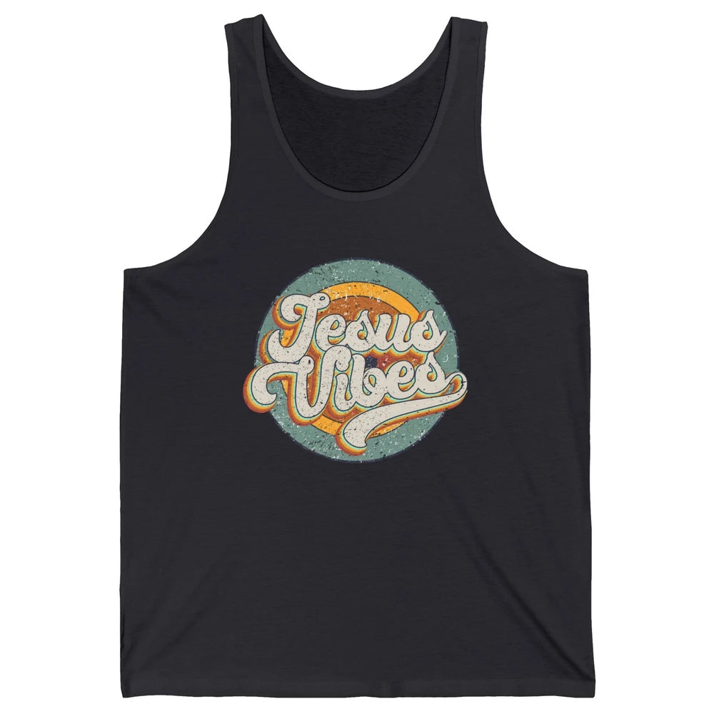 Retro Rainbow Jesus Vibes Bible Verse Christian Religious Unisex Jersey Tank