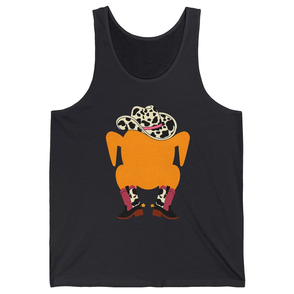 Funny Turkey Cowboy Boots Western Country Thanksgiving Day Unisex Jersey Tank