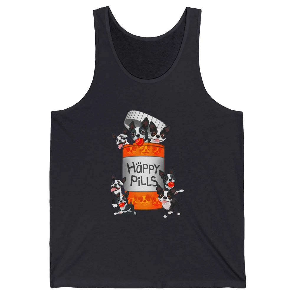 Funny Boston Terrier Happy Pills Cute Dog Pet Positive Vibe Unisex Jersey Tank