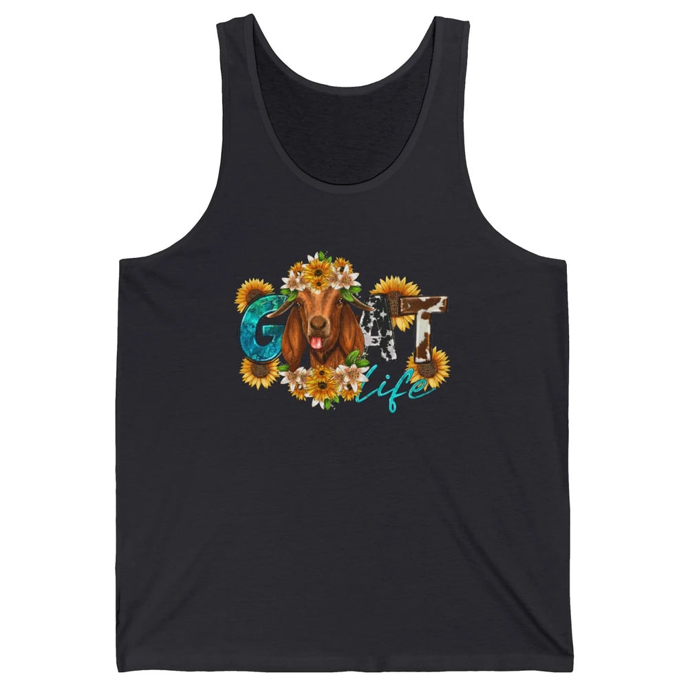 Sunflower Goat Life Just A Girl Who Love Goat Farmer Western Unisex Jersey Tank