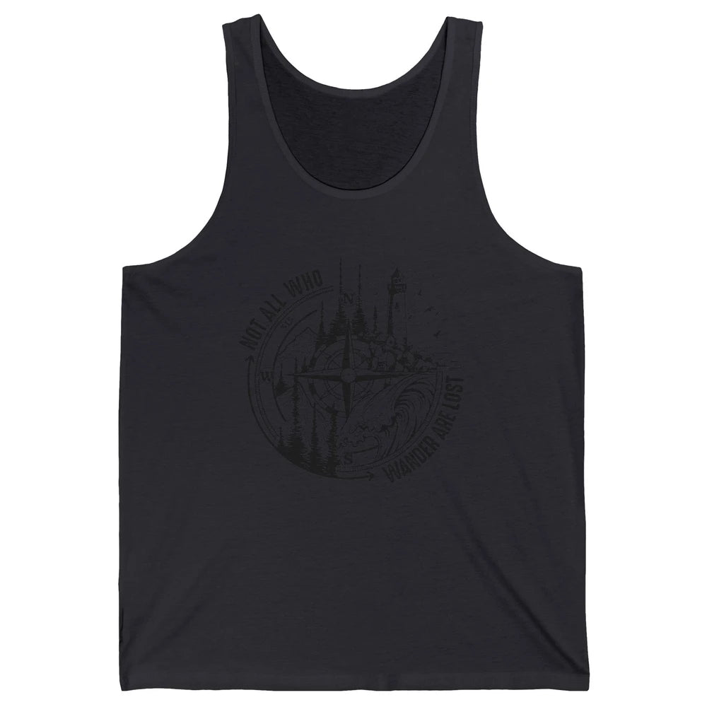 Retro Mountain Adventure Compass Not All Who Wander Are Lost Unisex Jersey Tank