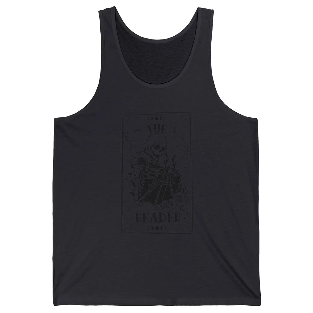 The Reader Skeleton Tarot Card Halloween Reader Book Lovers Unisex Jersey Tank