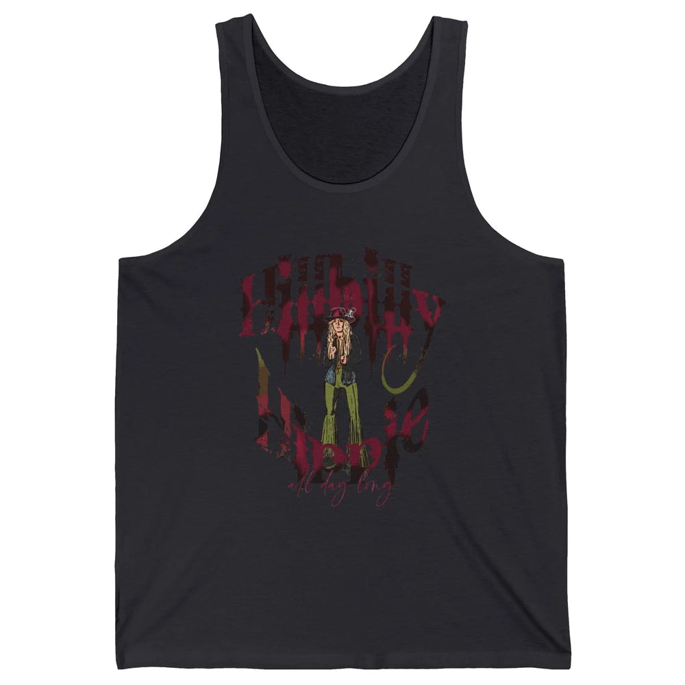 Retro Cowgirl Hillbilly Hippie All Day Long Western Country Unisex Jersey Tank