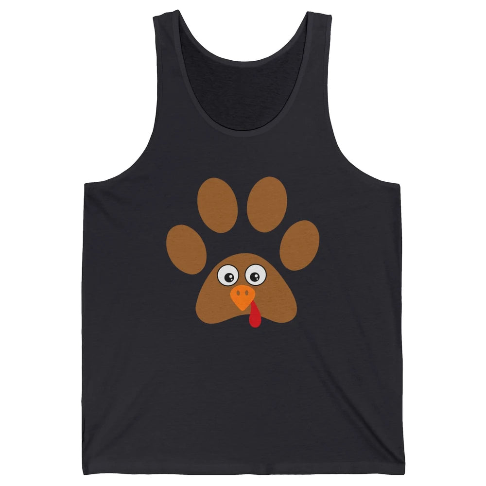 Turkey Pawprint Dog Paw Thanksgiving Cute Puppy Turkey Day Unisex Jersey Tank