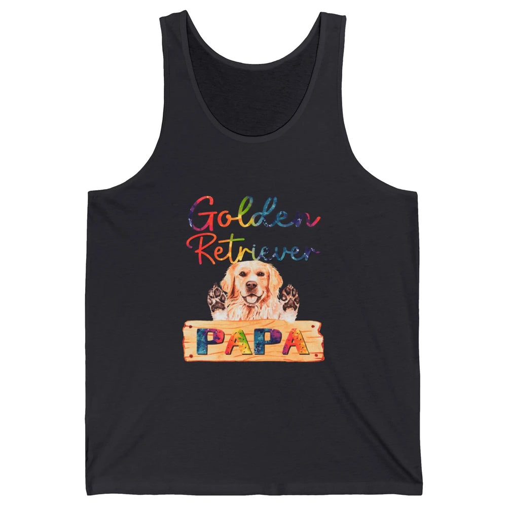Colorful Golden Retriever Dog Papa Cute Puppy Father Dad Unisex Jersey Tank