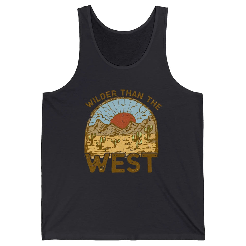 Retro Wilder Than The West Western Country Sunset Desert Unisex Jersey Tank