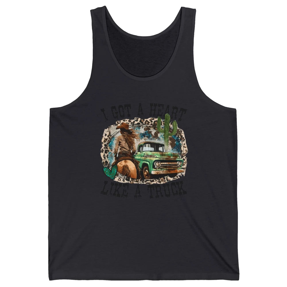 Leopard Cowgirl I Got A Heart Like A Truck Western Country Unisex Jersey Tank
