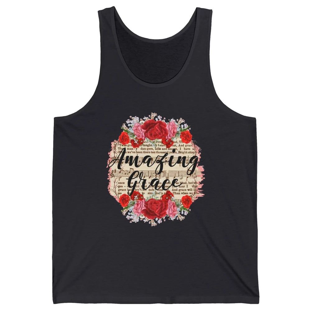 Floral Amazing Grace Jesus Lovers Christian Religious Gift Unisex Jersey Tank