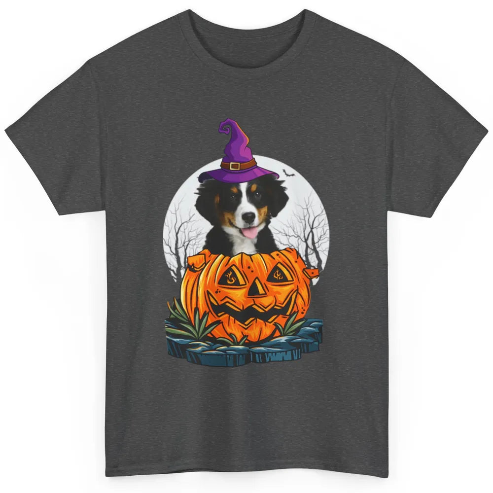 Bernese Mountain Dog Witch Pumpkin Halloween Spooky Season Classic Unisex T-Shirt