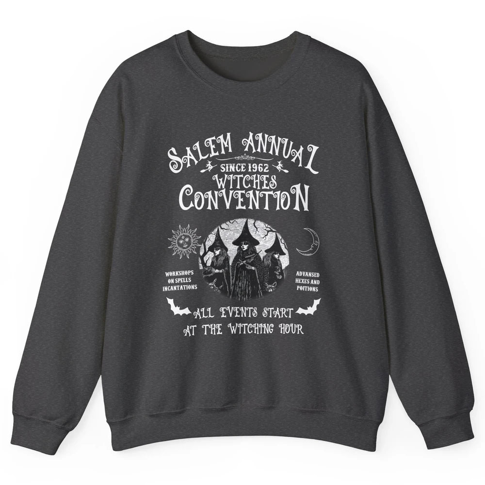 Retro Salem Annual Witches Convention Halloween Witch Magic Unisex Crewneck Sweatshirt