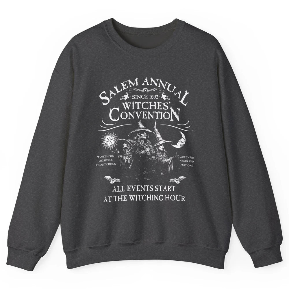Retro Salem Annual Witches Convention Halloween Witch Magic Unisex Crewneck Sweatshirt