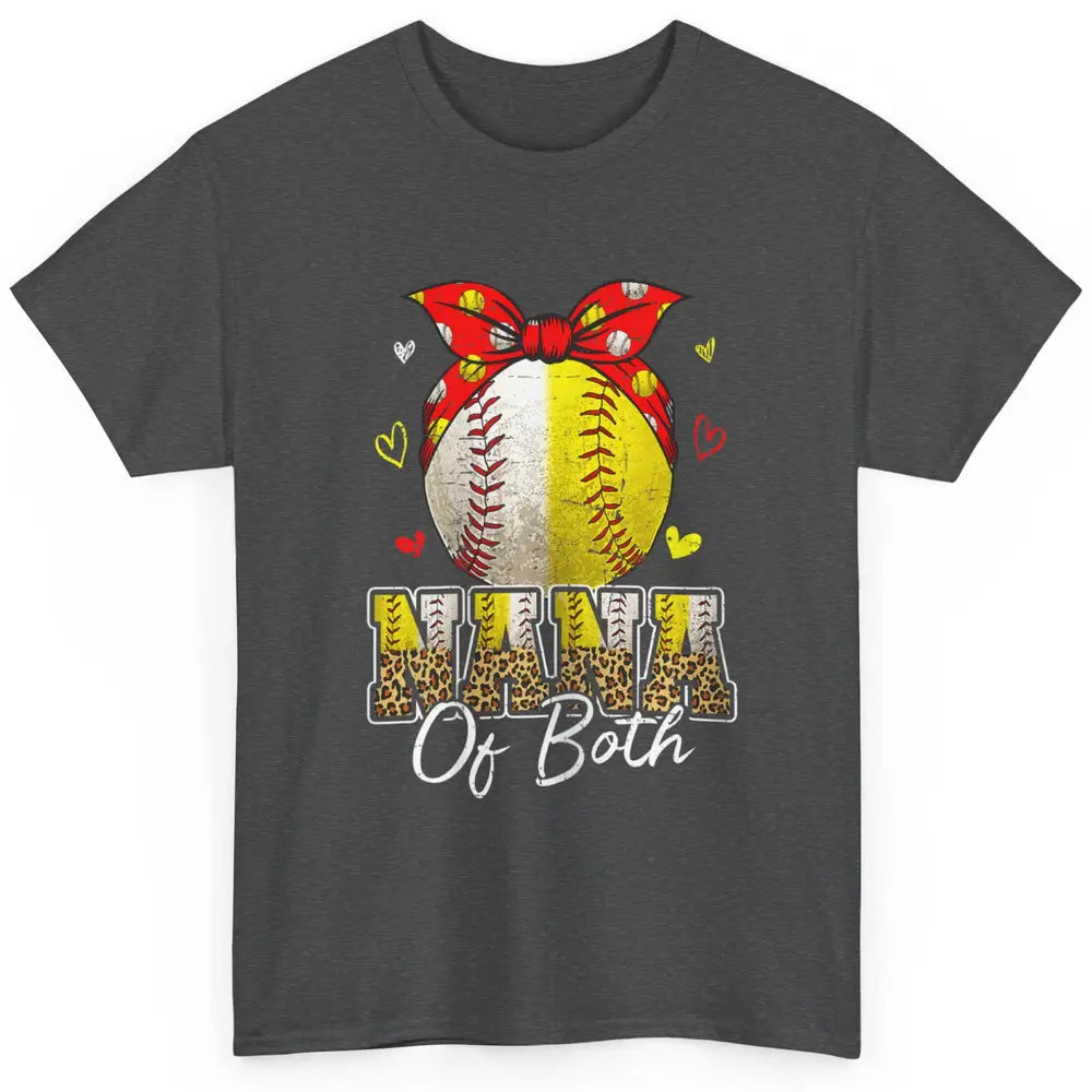 Women Baseball Softball Nana Of Both Mothers Day Sports Game Classic Unisex T-Shirt