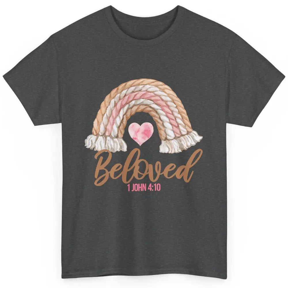 Beloved Christian Women Vintage Rainbow Bible Verse Heart Classic Unisex T-Shirt