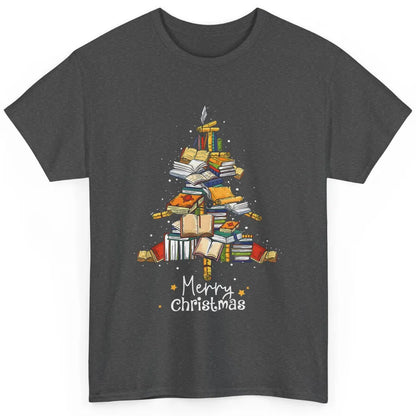 Merry Christmas Tree Reading Books Librarian Xmas Lighting Classic Unisex T-Shirt