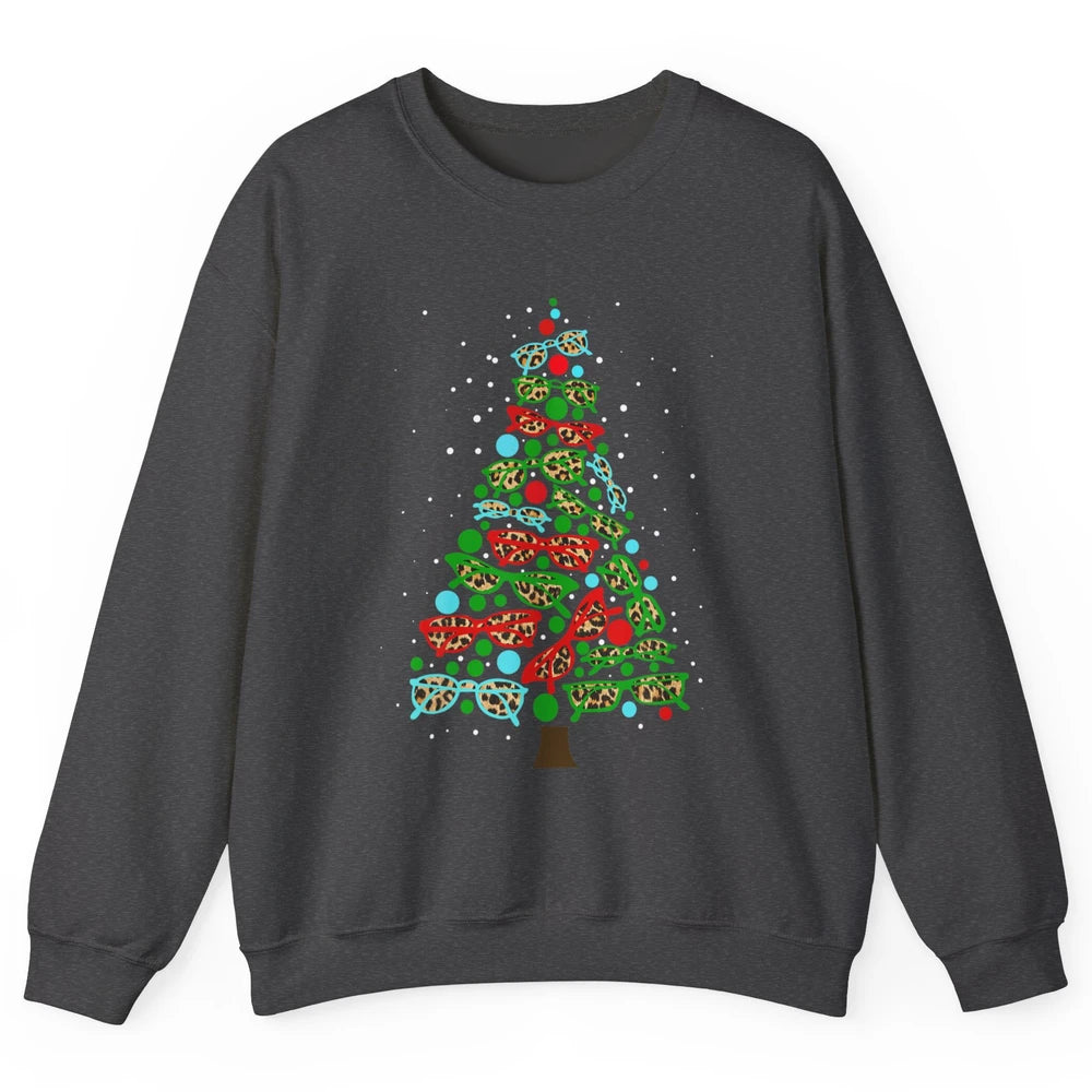 Optician Christmas Funny Xmas Tree Eyeglasses Optometrist Unisex Crewneck Sweatshirt