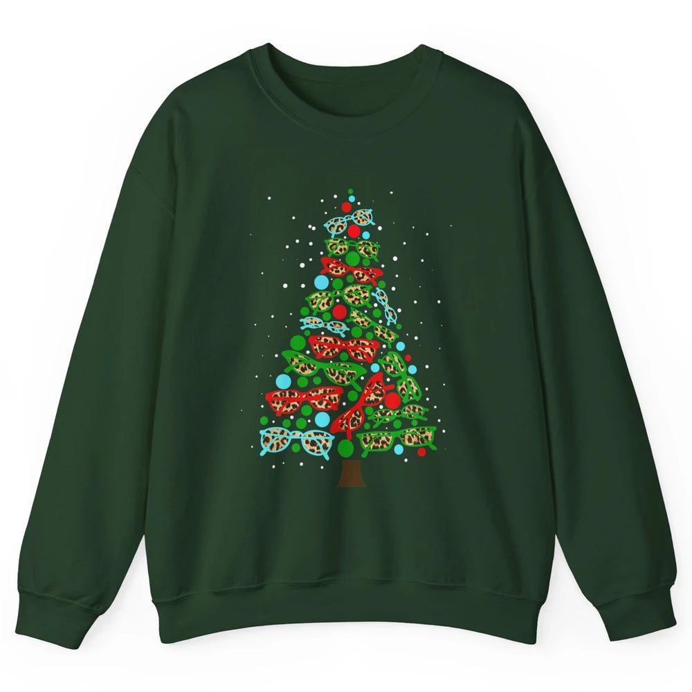 Optician Christmas Funny Xmas Tree Eyeglasses Optometrist Unisex Crewneck Sweatshirt