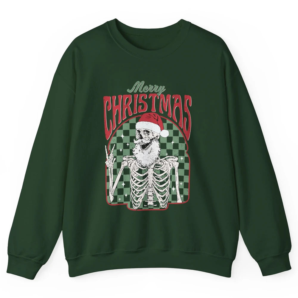 Merry Christmas Skeleton Santa Claus Vintage Xmas Skull Vibe Unisex Crewneck Sweatshirt