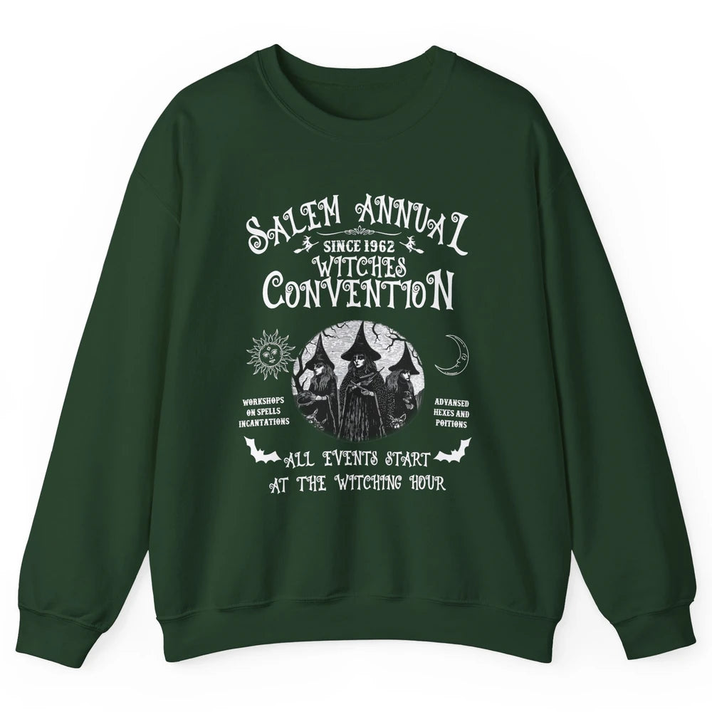 Retro Salem Annual Witches Convention Halloween Witch Magic Unisex Crewneck Sweatshirt
