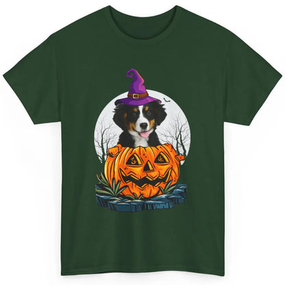 Bernese Mountain Dog Witch Pumpkin Halloween Spooky Season Classic Unisex T-Shirt