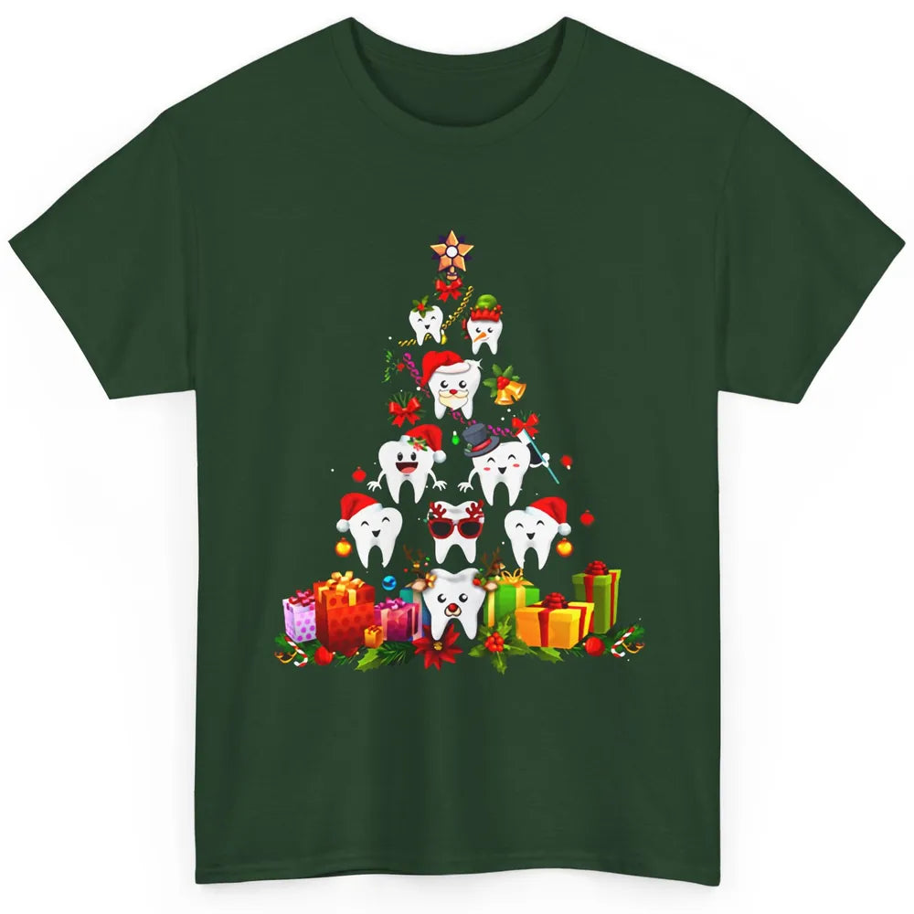 Funny Dentist Cute Teeth Christmas Tree Dental Christmas Classic Unisex T-Shirt