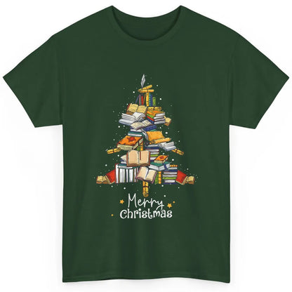 Merry Christmas Tree Reading Books Librarian Xmas Lighting Classic Unisex T-Shirt