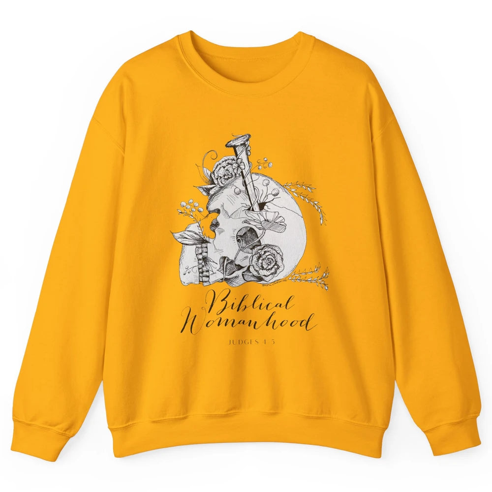 Biblical Womanhood Skull Floral Bible God Women Feminism Unisex Crewneck Sweatshirt