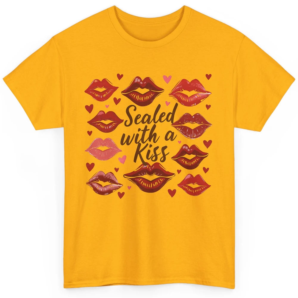 Sealed With A Kiss Sexy Red Lips Happy Valentine's Day Heart Love Classic Unisex T-Shirt