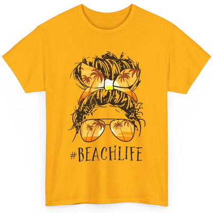 Beach Life Messy Bun Hair Retro Vintage Beach Palms Summer Classic Unisex T-Shirt