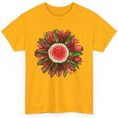 Watermelon Sunflower Summer Peace Love Watermelon Lover Gift Classic Unisex T-Shirt
