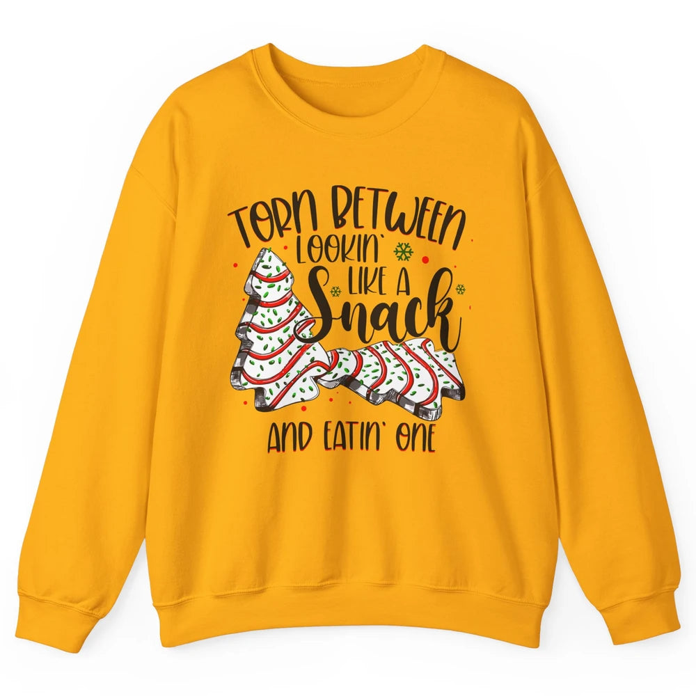 Christmas Tree Cake Torn Between Look Like a Snack Eat One Unisex Crewneck Sweatshirt
