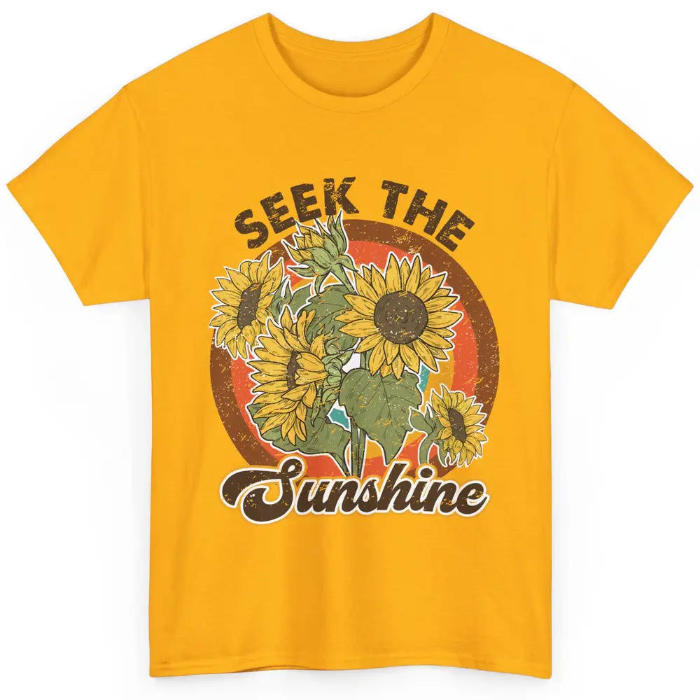 Retro Rainbow Sunflower Seek The Sunshine Peace Hippie Girl Classic Unisex T-Shirt
