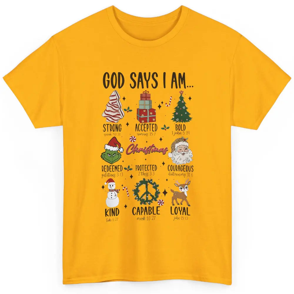 Retro Christmas God Says I Am Bible Verse Religious Boy Girl Classic Unisex T-Shirt