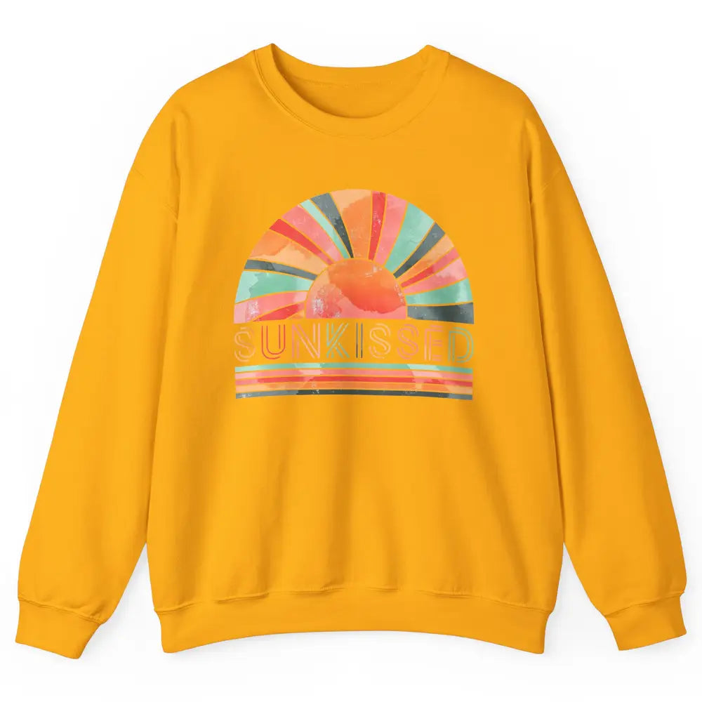 Retro Rainbow Sunkissed Summer Beach Life Vintage Boho Unisex Crewneck Sweatshirt