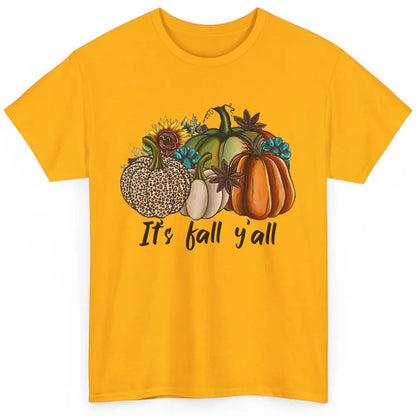 Leopard Pumpkin It's Fall Yall Fall Leaves Western Autumn Classic Unisex T-Shirt