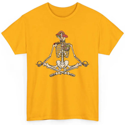 Vintage Skeleton Rib Mushroom Yoga Plants Lover Gardening Classic Unisex T-Shirt