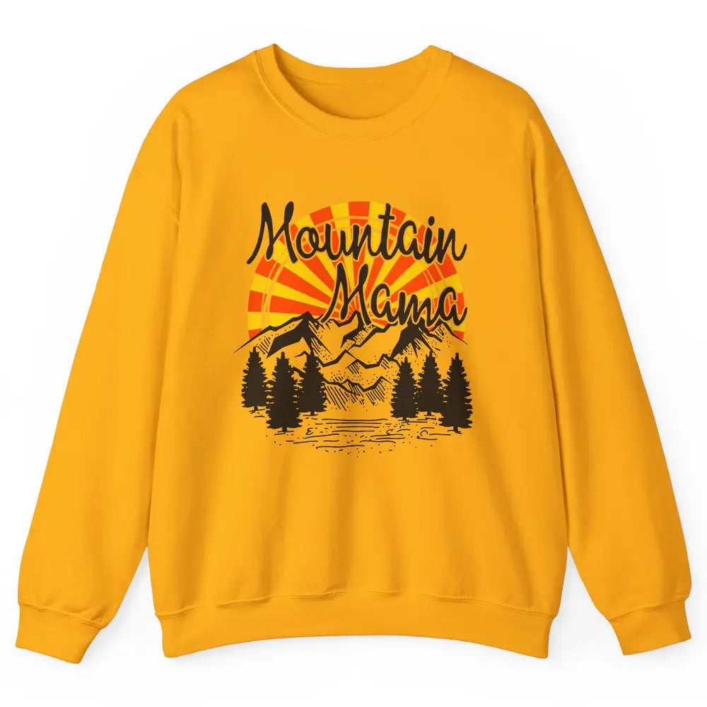 Retro Rainbow Sunset Mountain Mama Hiking Mom Climbing Unisex Crewneck Sweatshirt