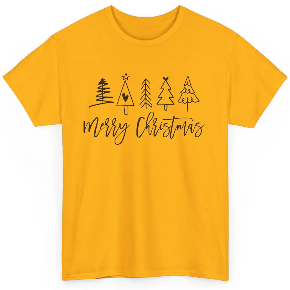 Merry Christmas Tree Heart Doodle Drawing Christmas Costume Classic Unisex T-Shirt