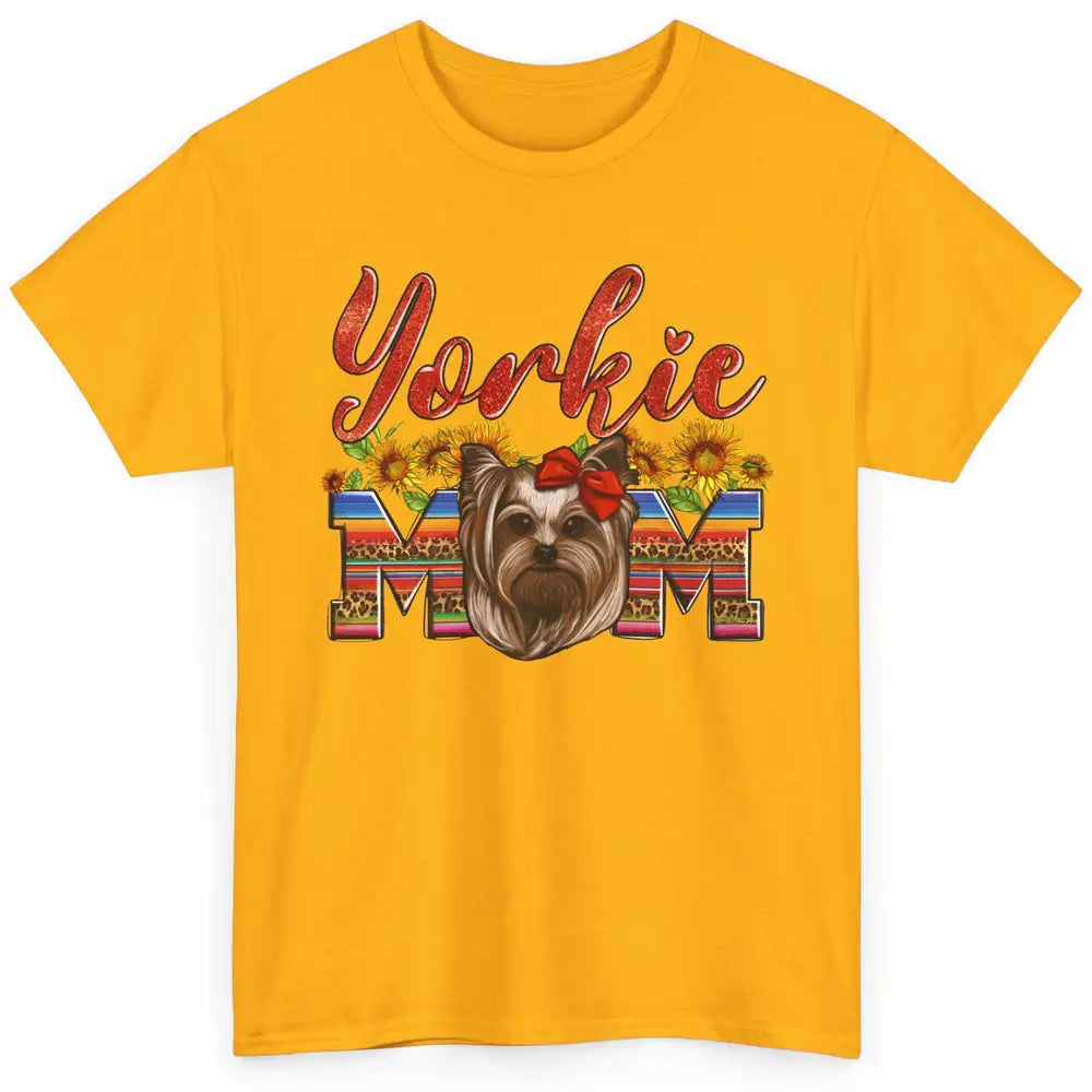Yorkie Mom Sunflowers Leopard Yorkshire Terrier Dog Mom Gift Classic Unisex T-Shirt
