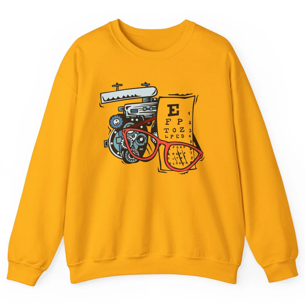 Optometry Tools Phoropter Eyeglasses Ophthalmology Optician Unisex Crewneck Sweatshirt