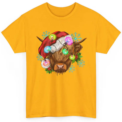 Christmas Highland Cow Xmas Light Western Christmas Cow Classic Unisex T-Shirt