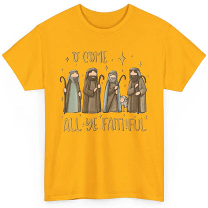 Retro Christmas O Come All Ye Faithful Christian Jesus Faith Classic Unisex T-Shirt