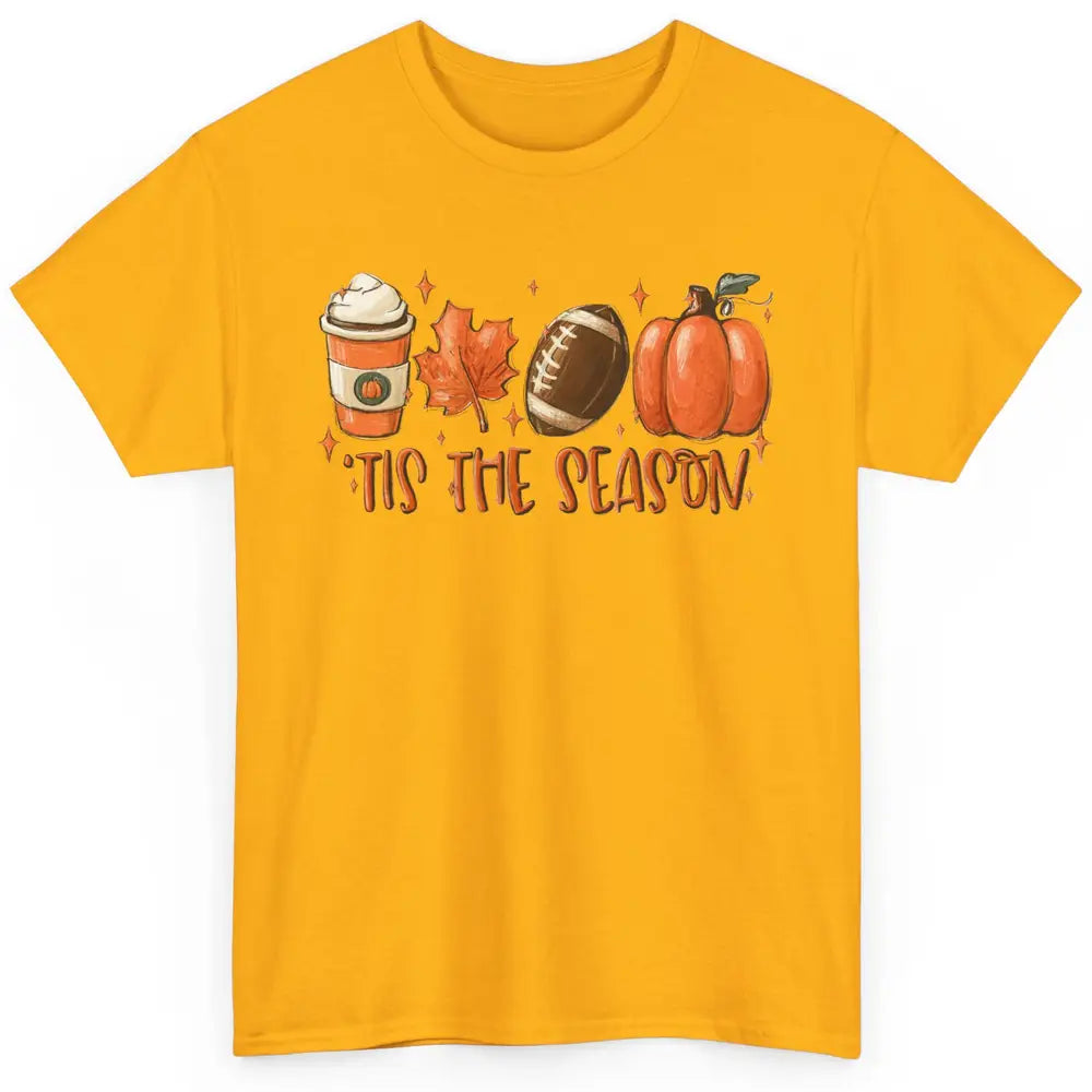 Pumpkin Spice Football Tis The Season Fall Thanksgiving Gift Classic Unisex T-Shirt