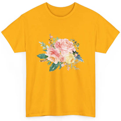Watercolor Peony Flower Bouquet Botanical Garden Wildflower Classic Unisex T-Shirt