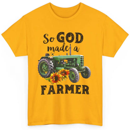 Vintage Retro Tractor God Made A Farmer Proud Farmer Farming Classic Unisex T-Shirt