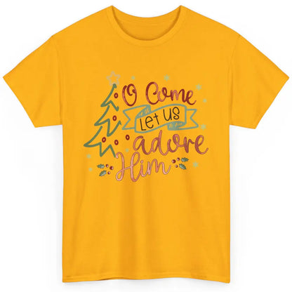Retro Christmas Tree O Come Let Us Adore Him Christian Jesus Classic Unisex T-Shirt
